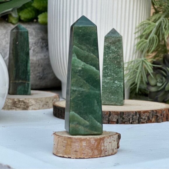 Nephrite Jade Small Obelisks Green Luck Crystal Point Tower Polished Gemstone - Picture 6 of 16